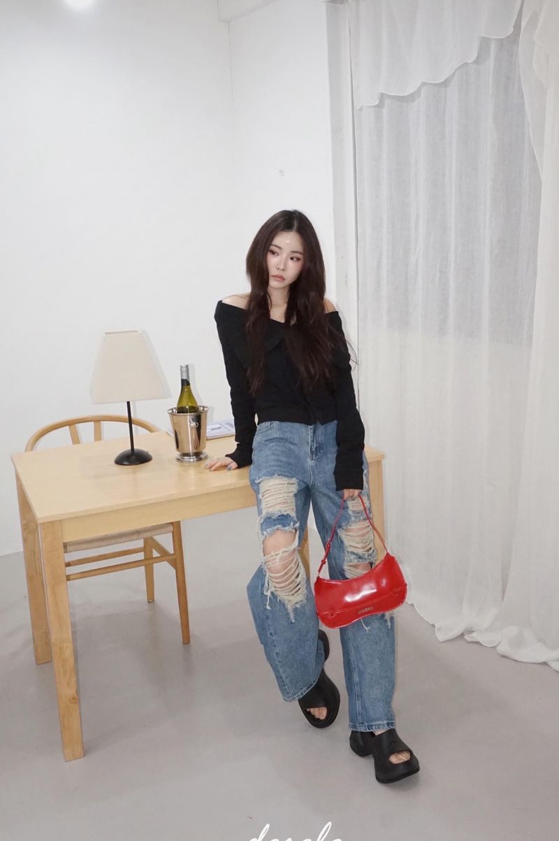 Vintage open wide denim pants