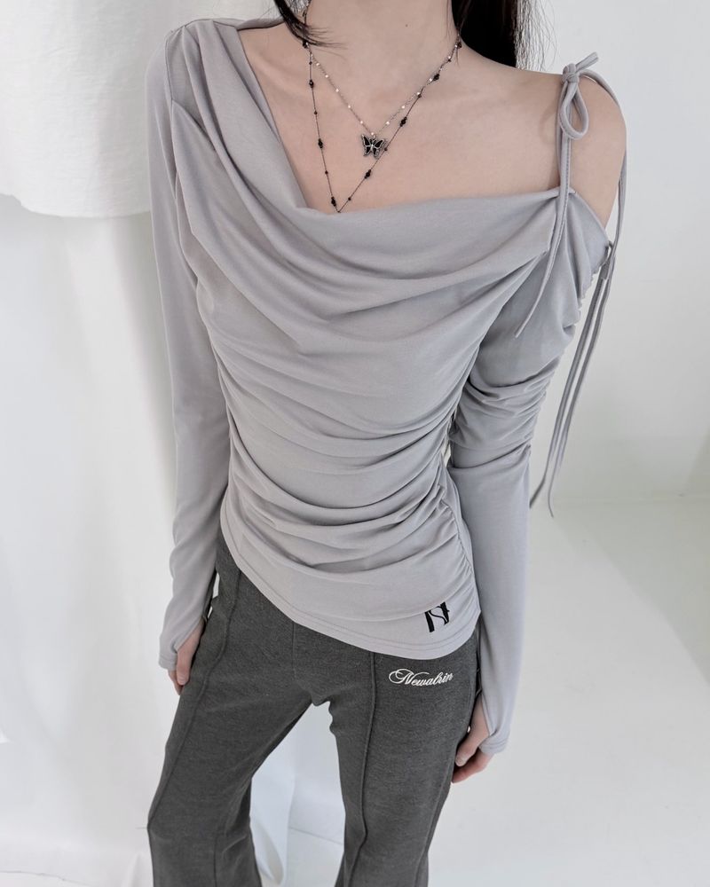 Cats Draping One-Shoulder Top