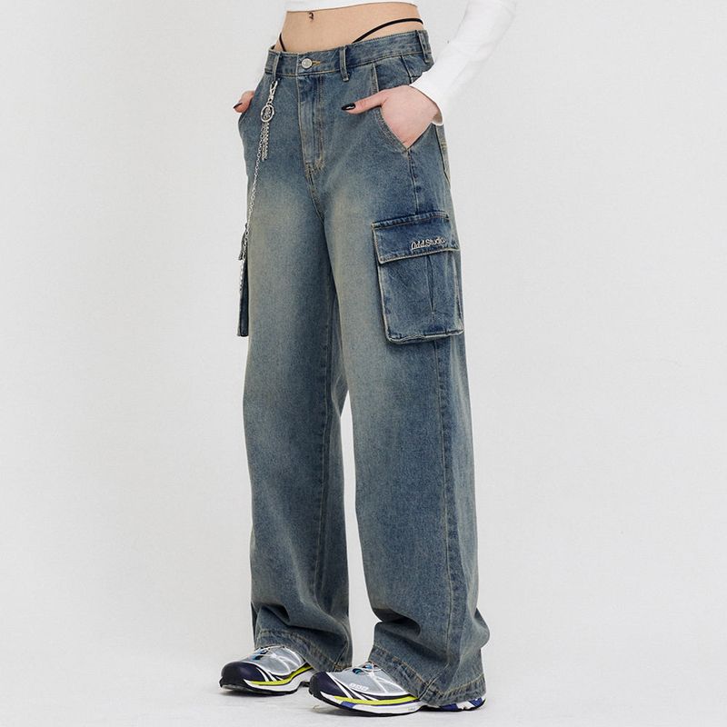 ODDSTUDIO（オッドスタジオ）の「Sand Washed Cargo Wide Denim Pants - blue（Pants）」