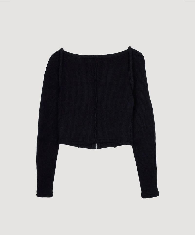 SQUARE NECK RIB CARDIGAN