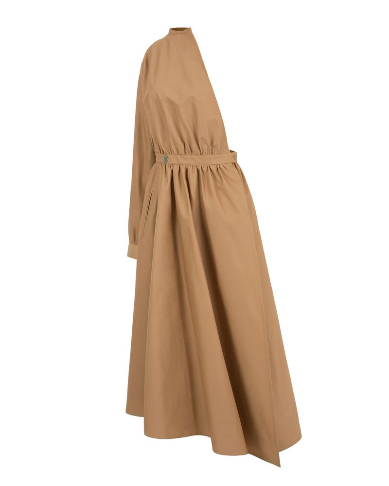 Asymmetry Draped Waterproof Coat _ Beige