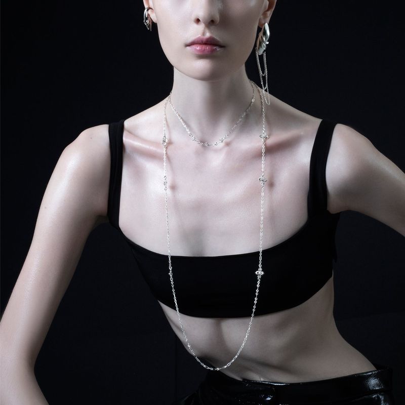 UNIT LONG CHAIN NECKLACE ( silver 925 )