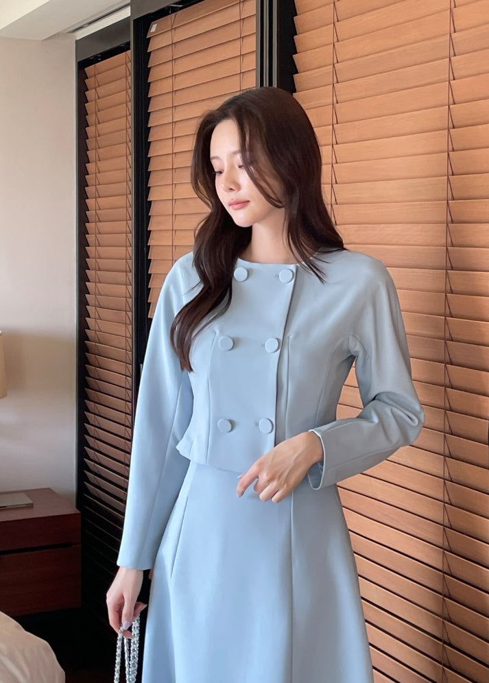 Siken Double Crop Jacket Flare Skirt Set