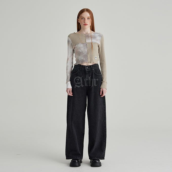 BLACK OVERSIZE ATHR POINT DENIM PANTS