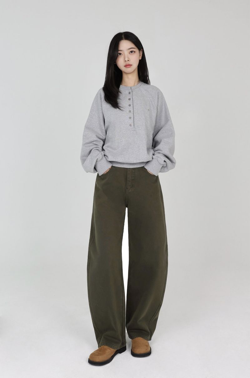 CLOUD FLEECE MEDITERRANEAN OLIVE DYEING CURVED FIT DENIM code 26025