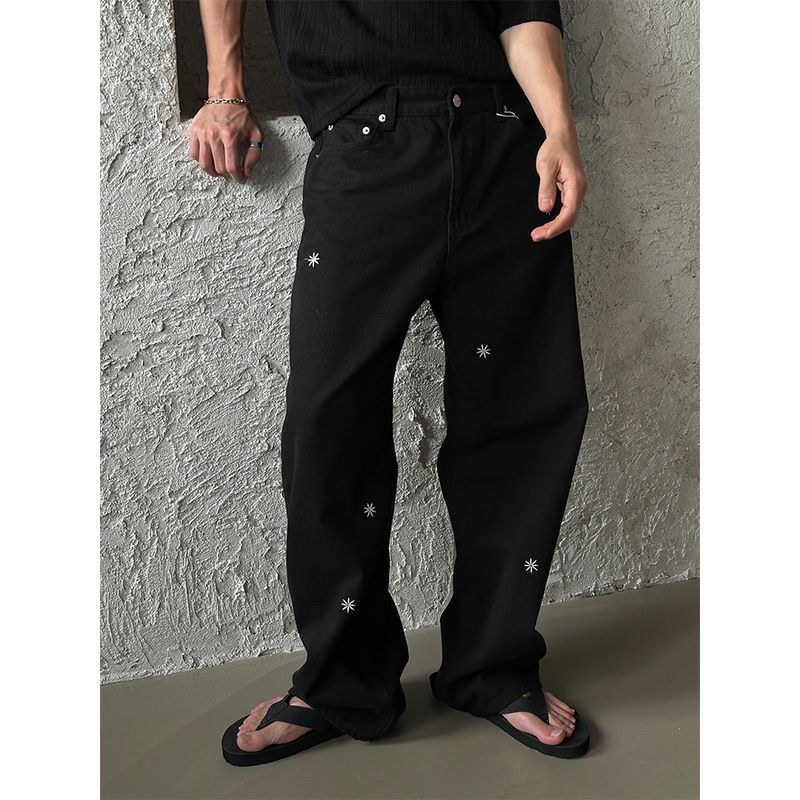 Minimal patch semi wide pants (3color)