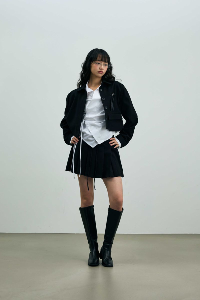 MILD PLEATS SKIRT PANTS / BLACK