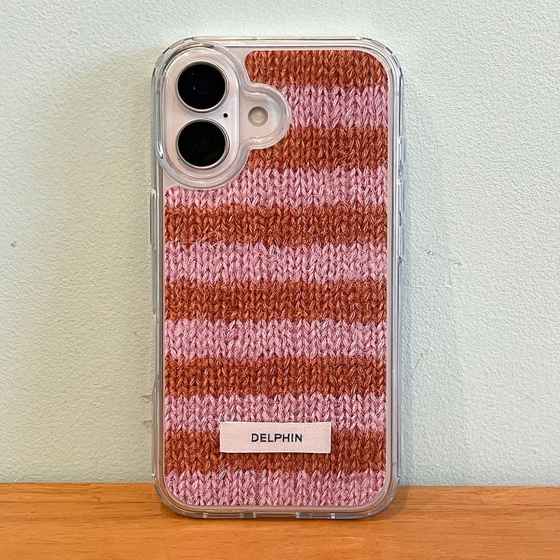 ALPACA STRIPE HARD JELL CASE_ PINK