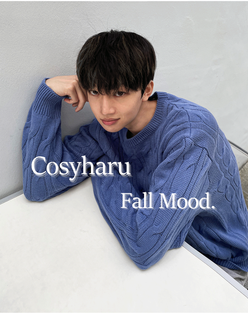 cable cosyharu semi-over knit