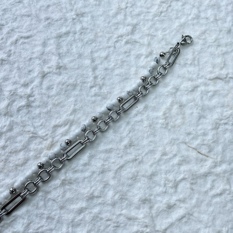 White Stone Double Chain Bracelet