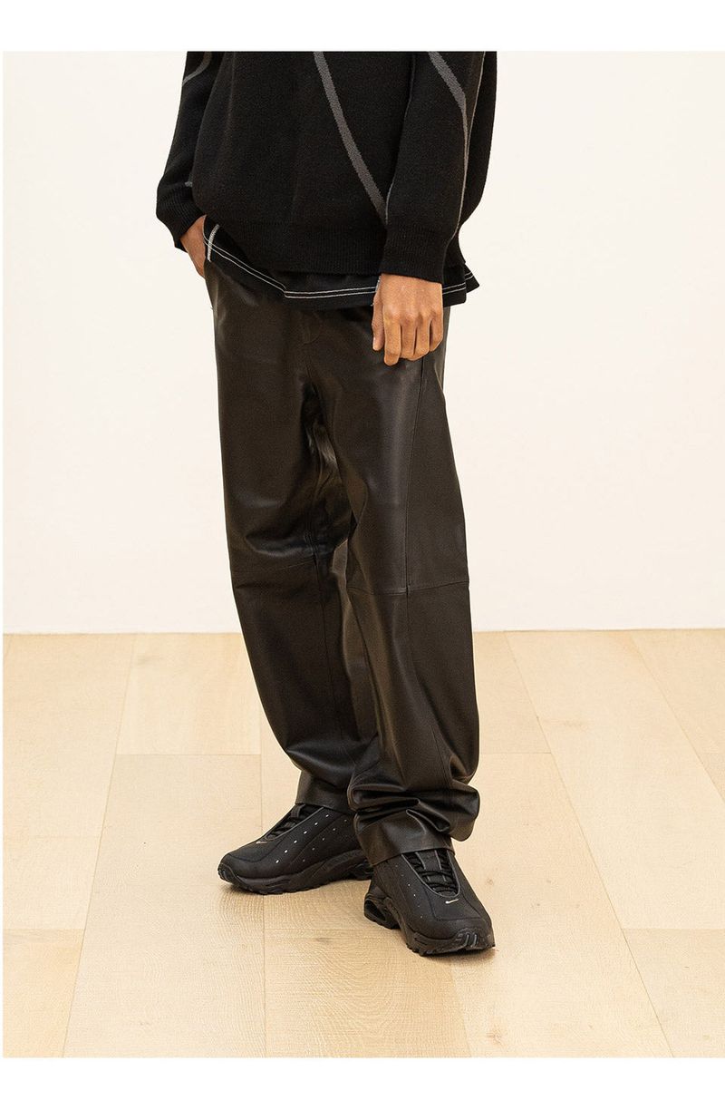 LAMSKIN CURVED LINE PANTS