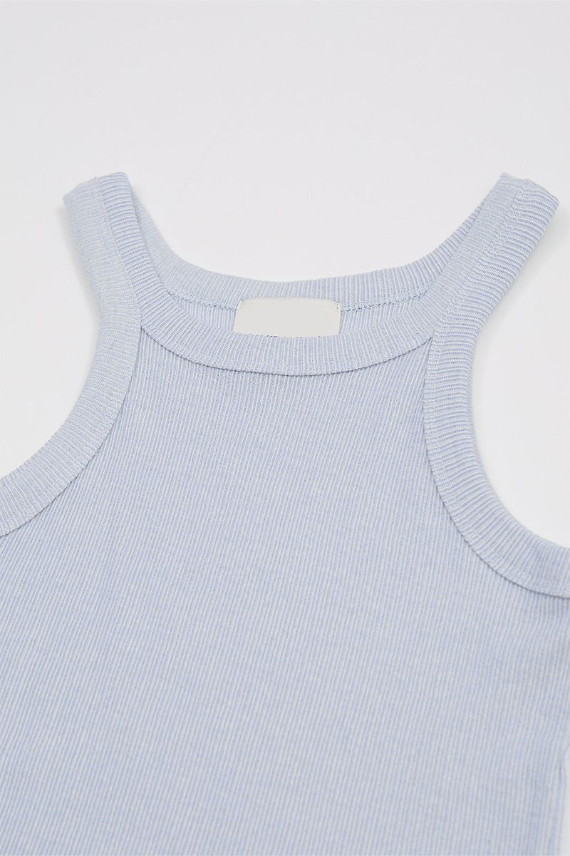Half wrinkled ribbed sleeveless