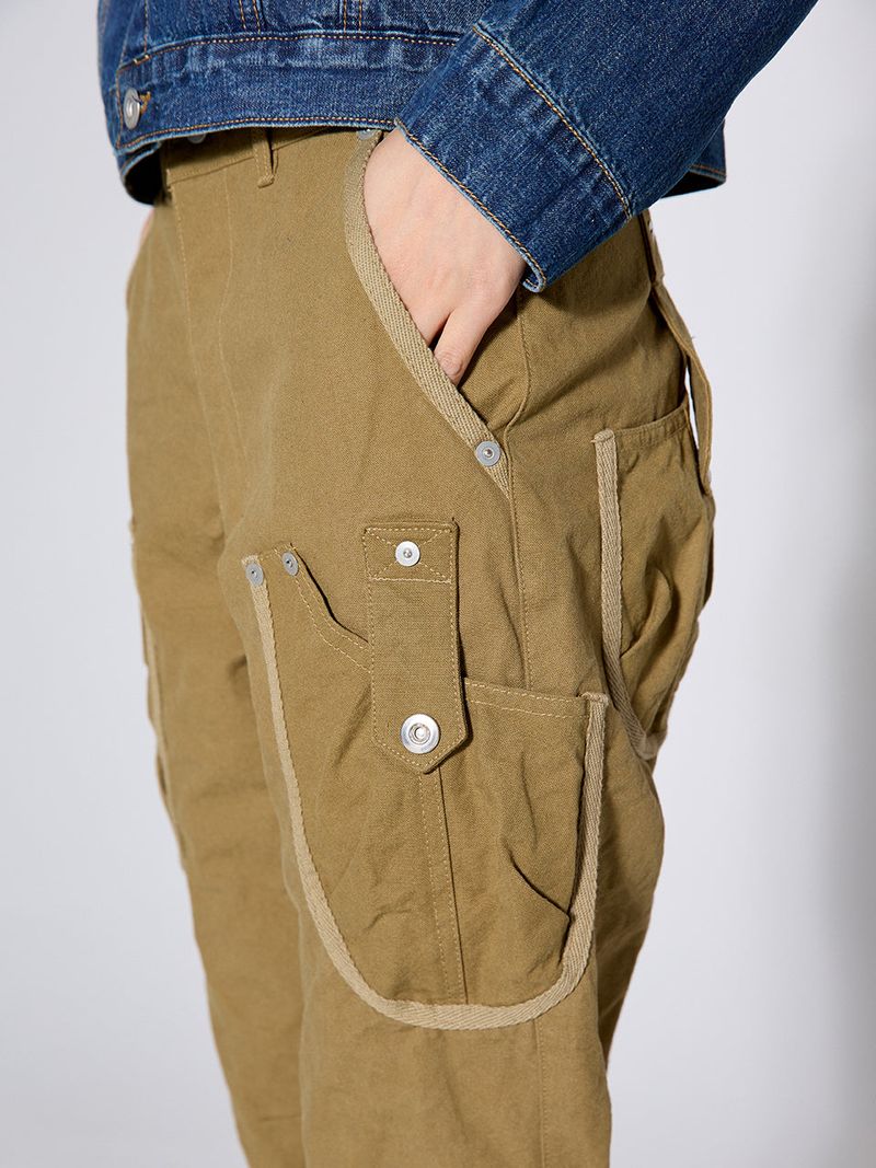 WASHED CARGO BOOTCUT PANTS / KHAKI