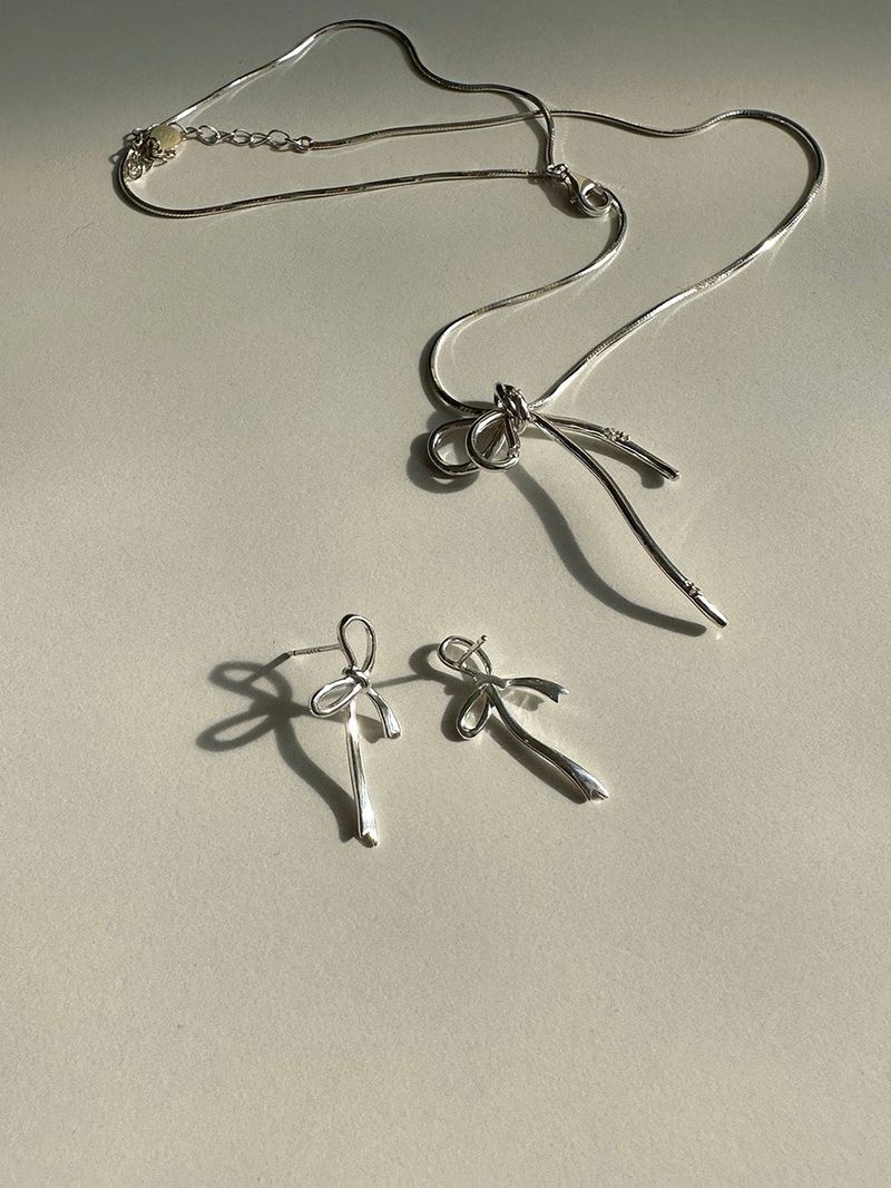 [92.5silver] Flow ribbon necklace