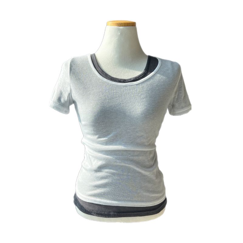Melting Sheer Layered Half Sleeve Tee
