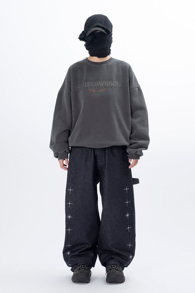 Gelly Embroidery Cross Carpenter Pants