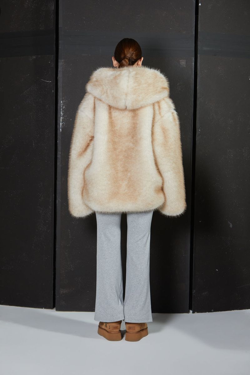 TWO TONE FUR JACKET -IVORY