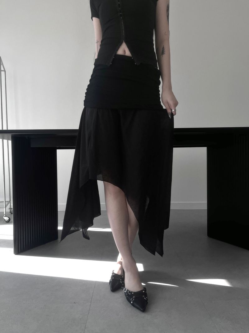 moisture shirring midi skirt (3color)