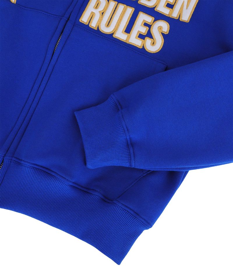Star Lettering Patch Hoodie Zip-Up - Blue