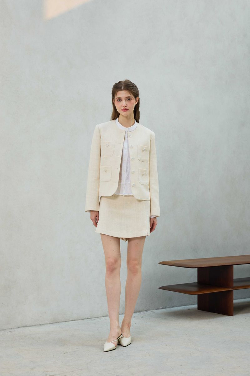 CHERISH TWEED SKIRT PANTS / WHITE