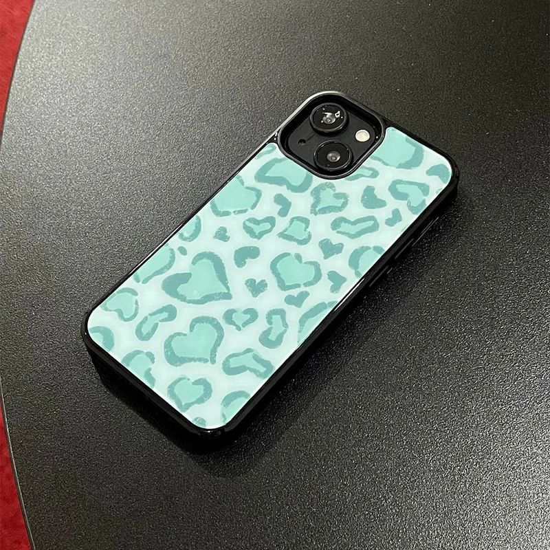 [MADE][Magsafe Glass Bumper Case] Heart Leopard Drawing Case ⋆ Mint