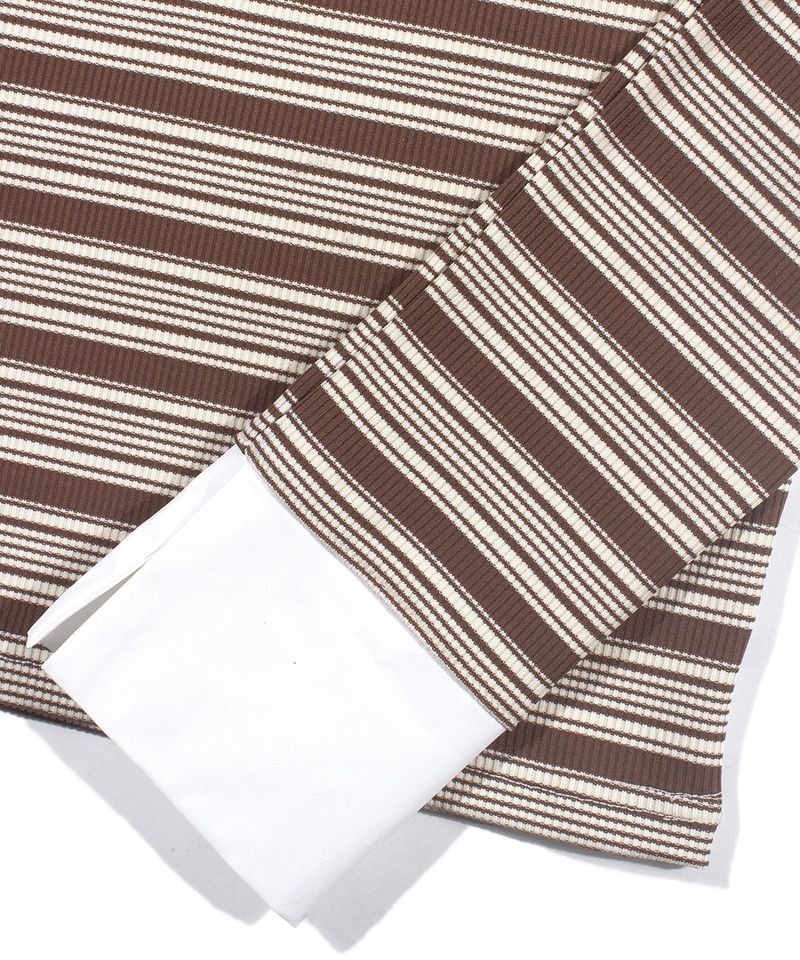 SHIRT LAYERED STRIPE TOP_Brown
