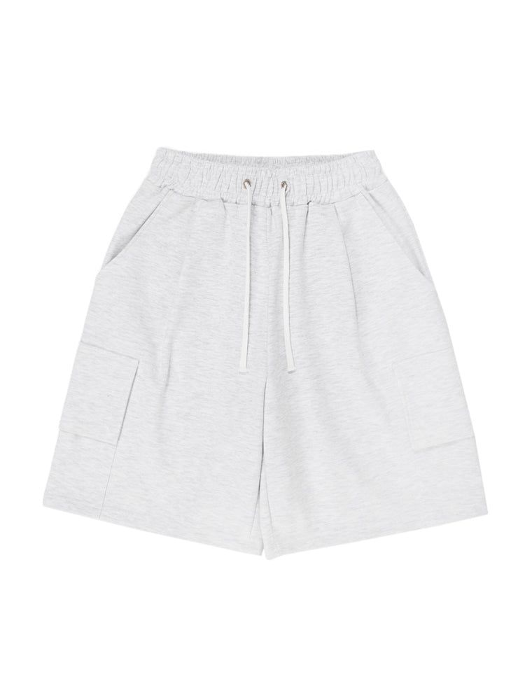 P1013 BERMUDA WIDE CARGO PANTS_WHITEMELANGE