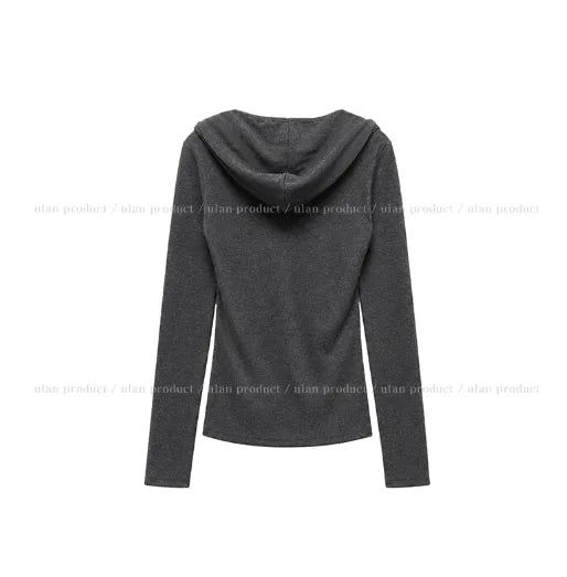 Leon V-Neck Button Slim Hoodie