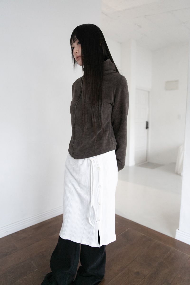 mild ribbed button midi skirt(3colors)