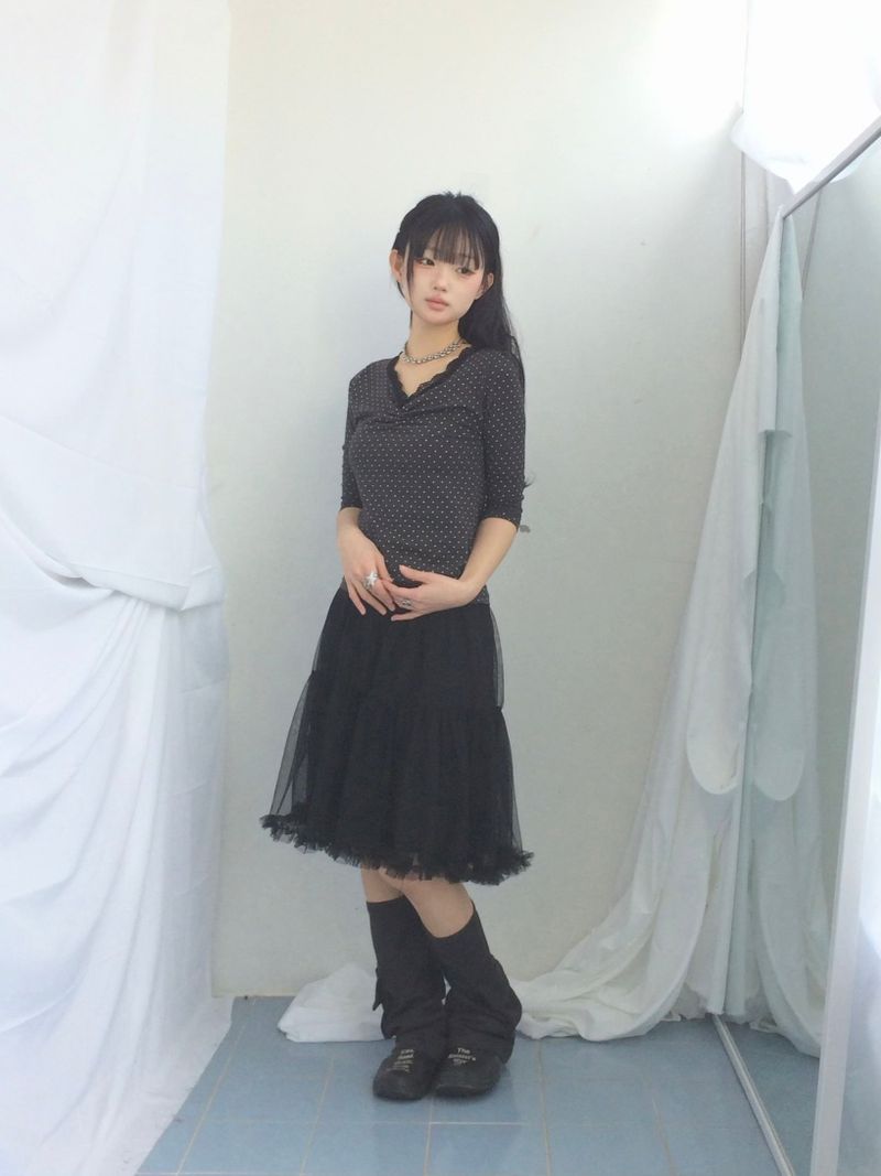 soft shirring frill skirt