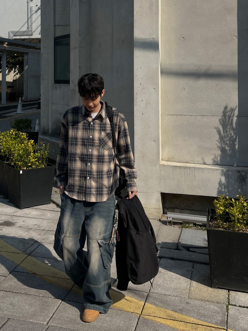Rough Denim String Cargo Pants