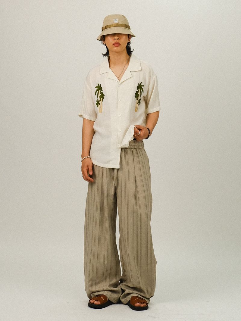 EO Stripe Wide Linen Pants
