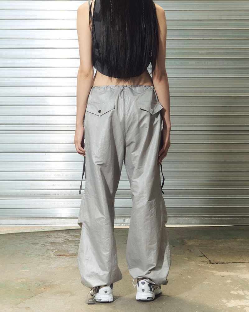 glossy snap jogger pt - grey