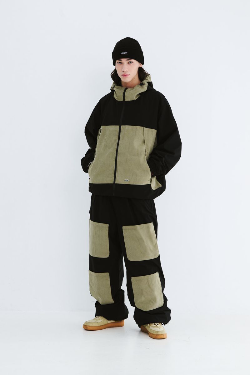 BSRABBIT(ビエスラビット)の「OPEN 4 POCKET WIDE TRACK PANTS BLACK / CORDUROY BEIGE(Pants)」