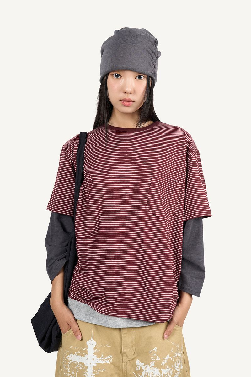 Raucohouse（ラウコハウス）の「Striped pocket short-sleeve T-shirt（Tops）」