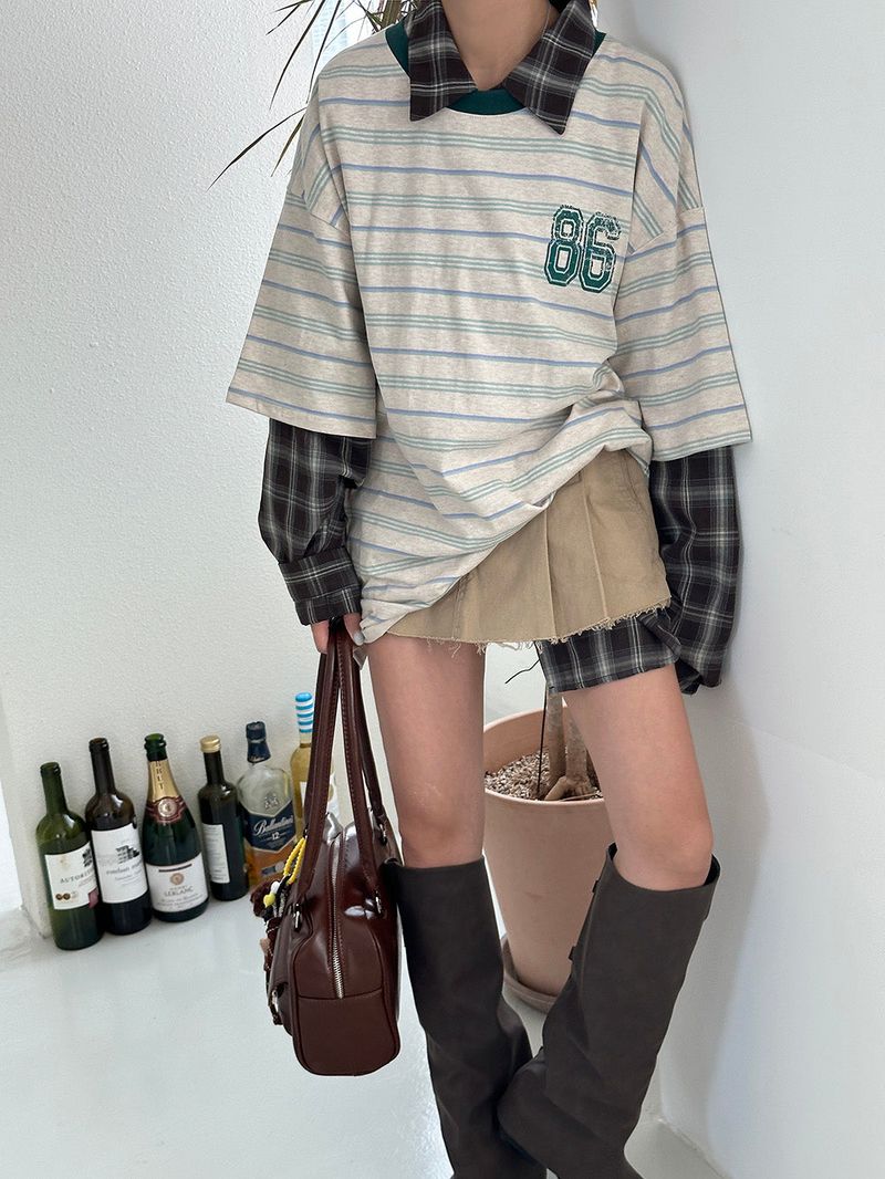 Low-rise pleats skirt pants