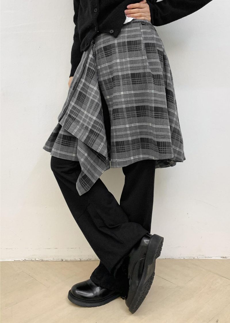 CHECK WRAP MIDI SKIRT