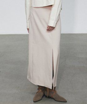 SIDE SLIT LONG SKIRT_BLACK