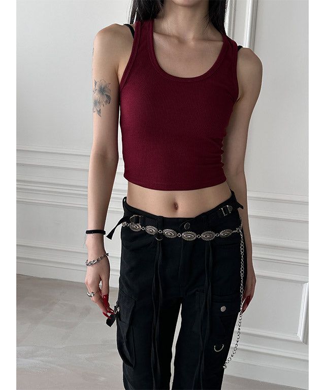 [BASIC ITEM] Rib crop sleeveless(9color)