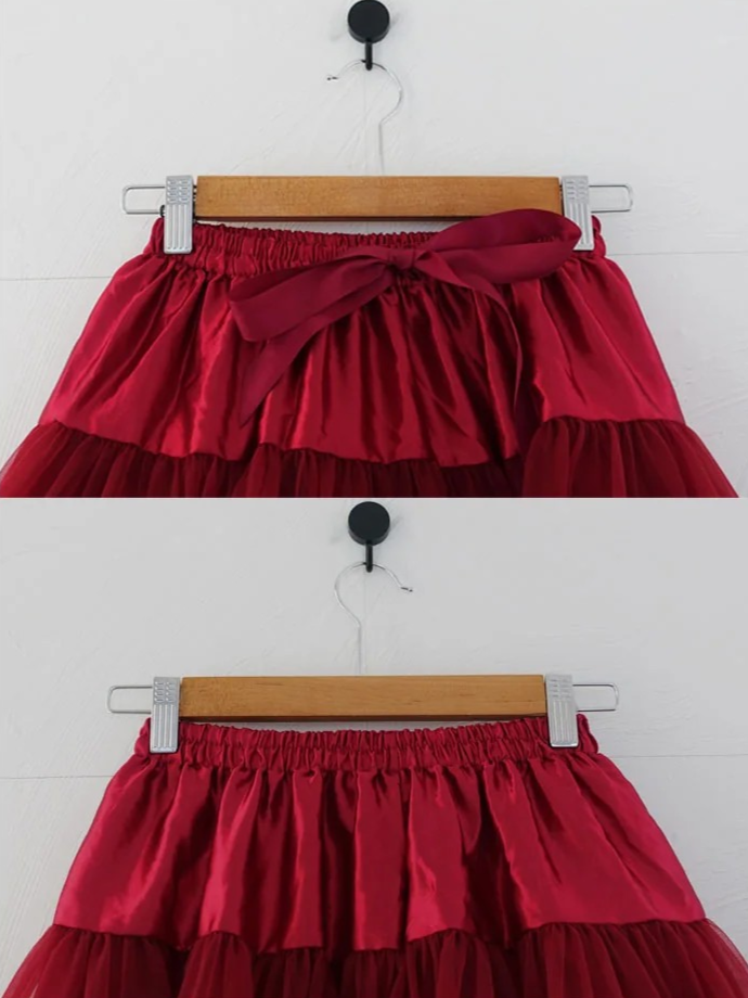 BURGUNDY FRILL TUTU MINI SKIRT