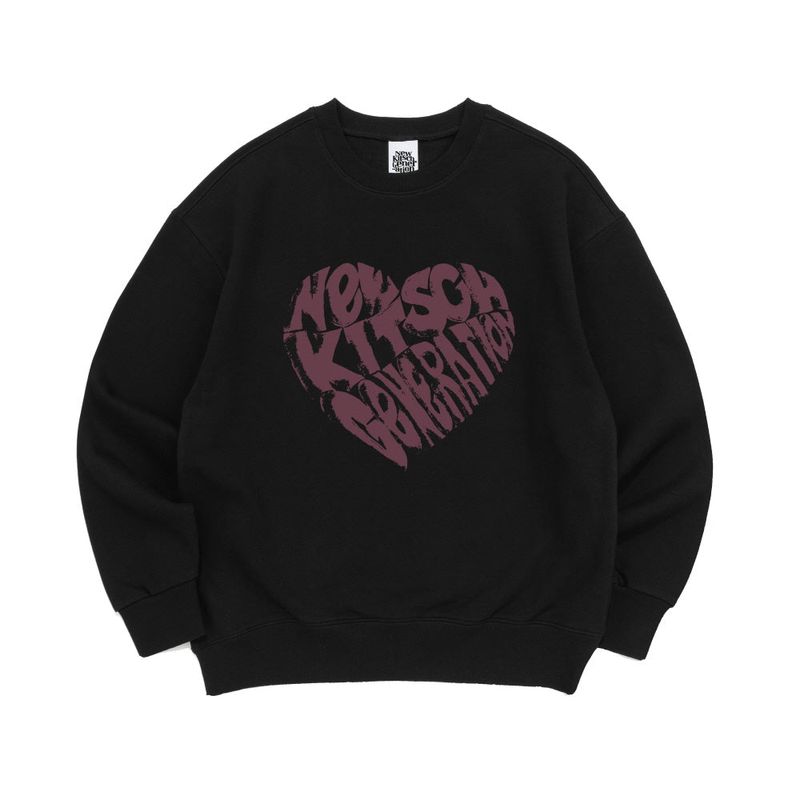 VINT HEART LOGO SWEATSHIRTS-BLACK