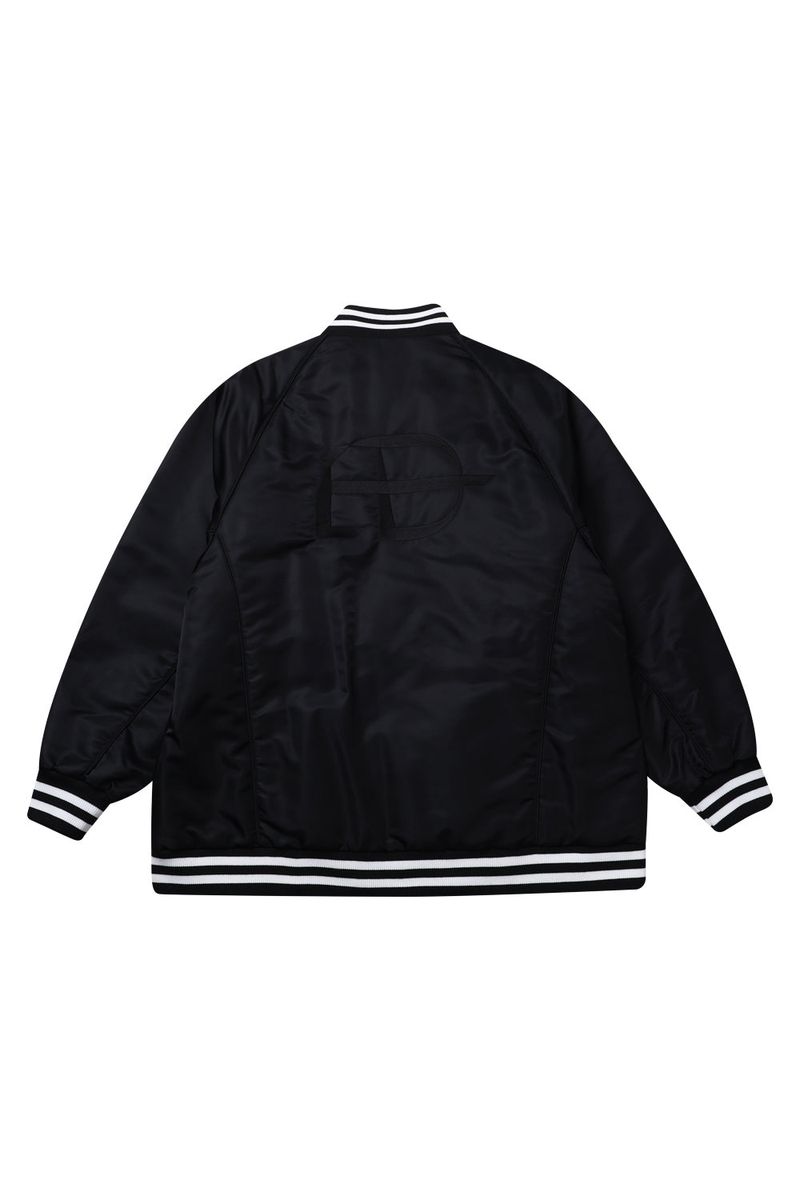 BOLD LOGO LONG VARSITY JACKET_BLACK