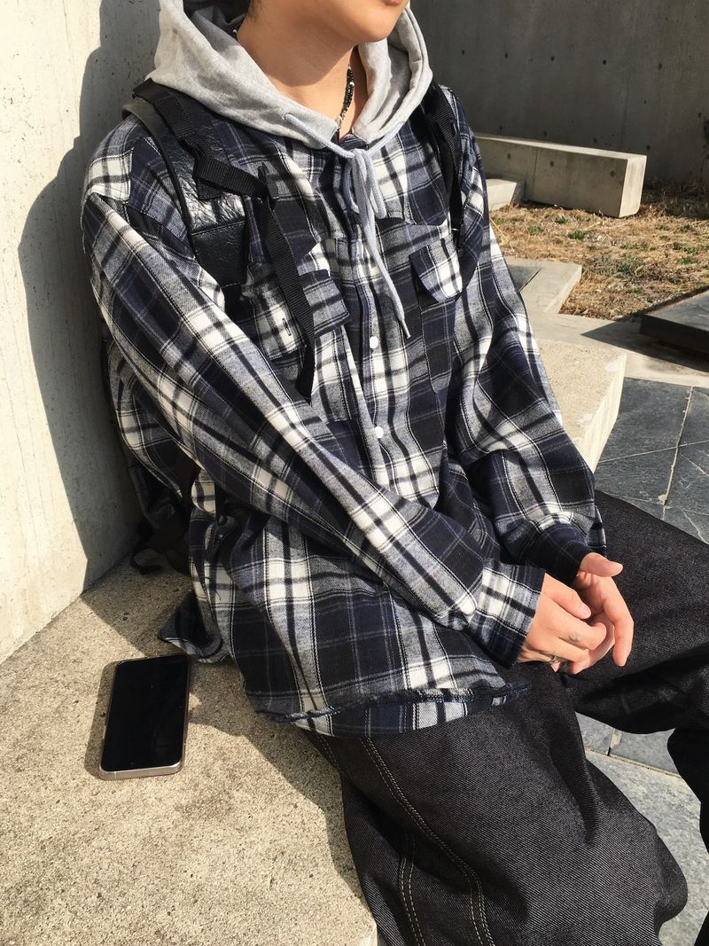 Stern Peach Check Hoodie 3C
