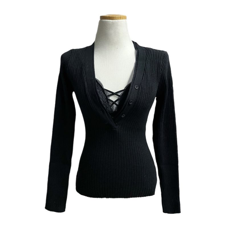 Secret Slim Fit Button Rib Knit & Lace Bra 2pcs