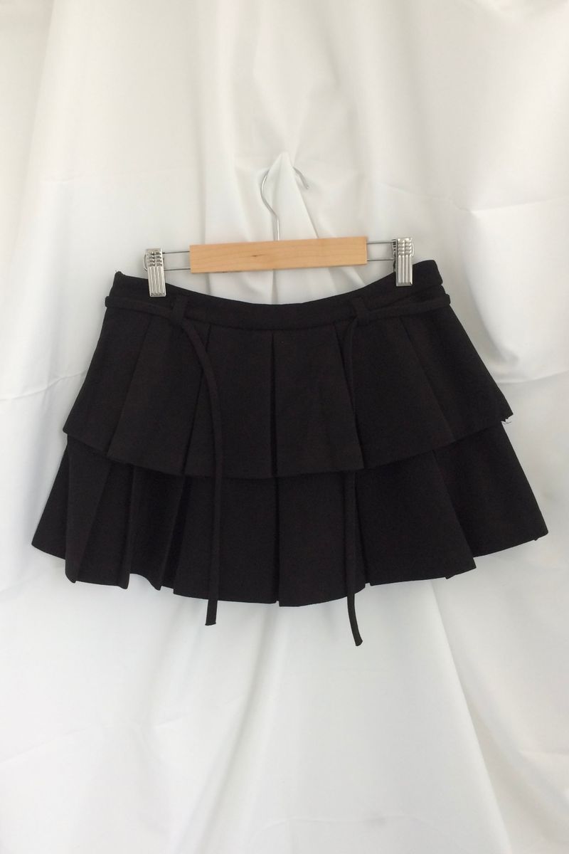 double frill pleated skirt