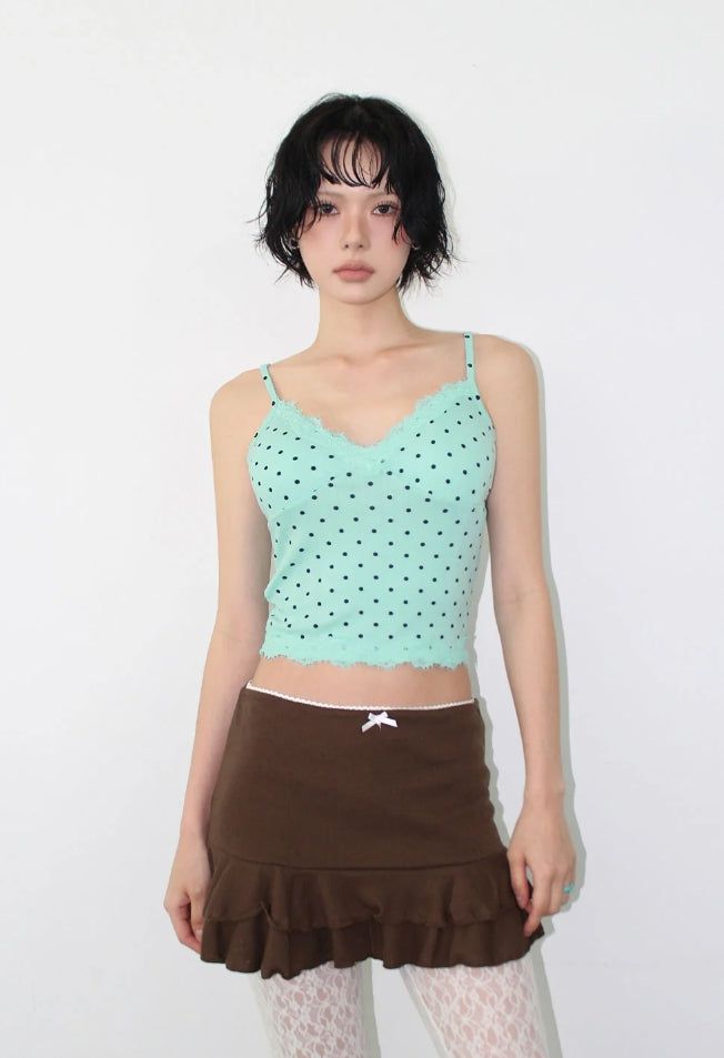 AAKE（アケ）の「[with cup] PETIT DOT LACE SLEEVELESS（Tops）」