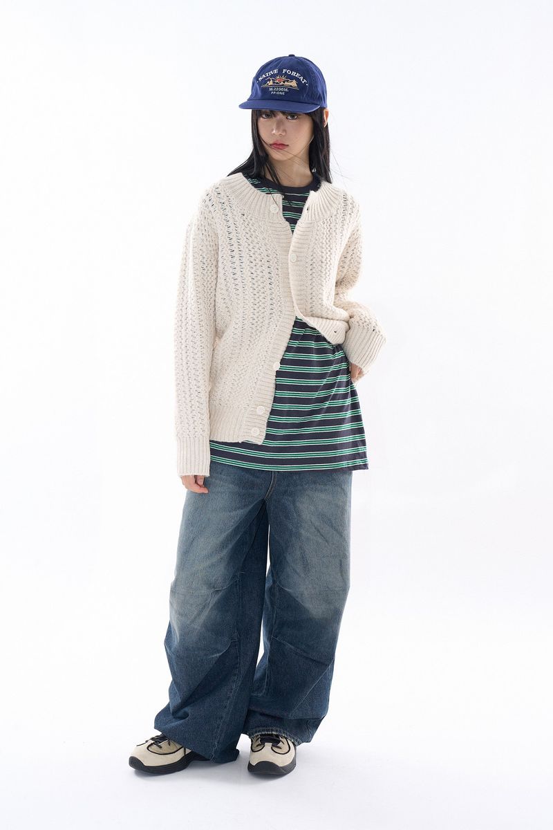 Maya round-neck wool brush cardigan