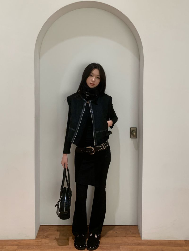 Sway Unbalanced Wrap Button Ribbed Bootcut Pants