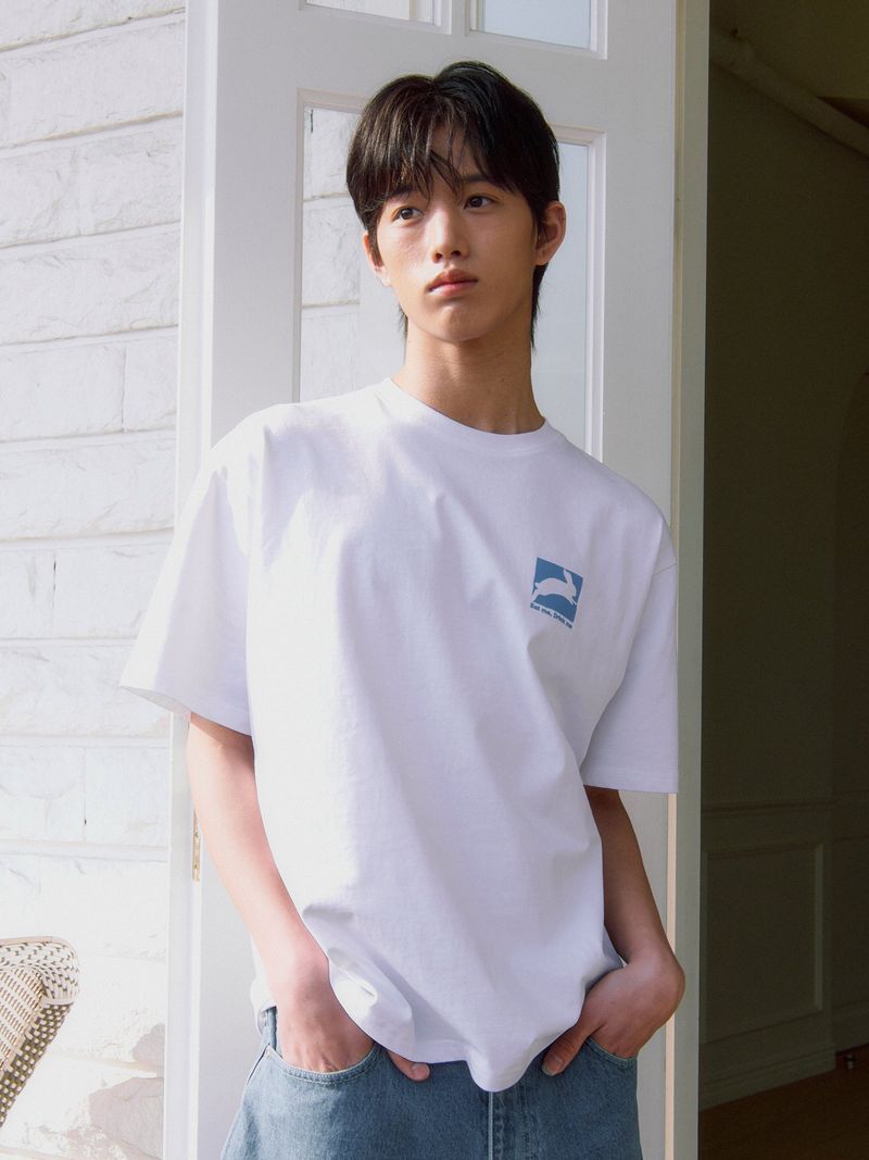 TEMPUSSTUDIO（テンプススタジオ）の「ラビットTシャツ_ホワイト/ブルー（トップス）」