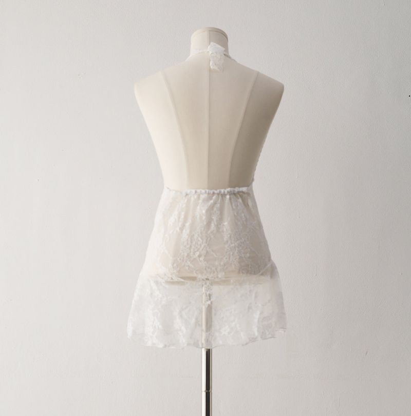 Lean Halter Lace Layered Frill Sleeveless
